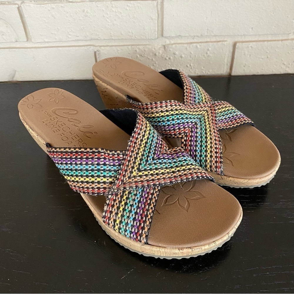 Skechers Cali Beverlee Delighted Womens Size 10 Sandals Slip On Wedge MINT